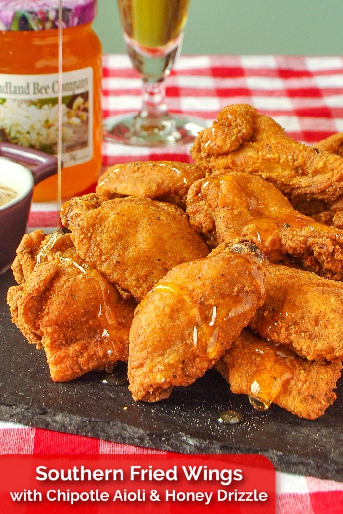 Southern Fried Wings photo with title text added for Pinterest