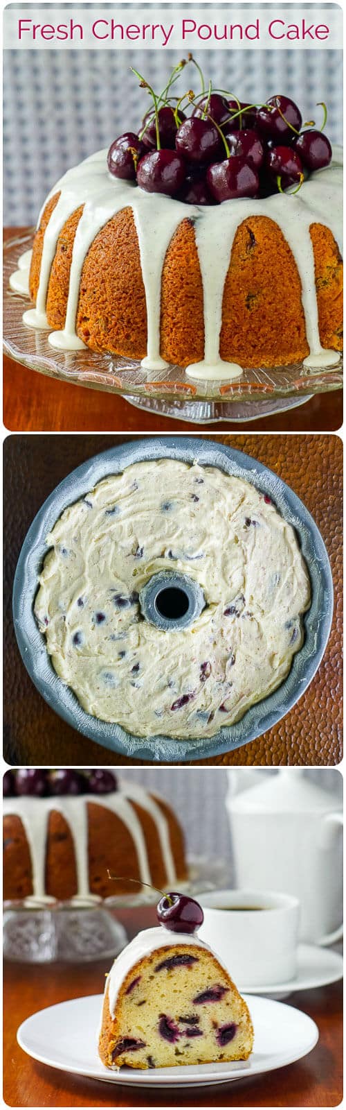 Cherry Cake a moist pound cake filled with fresh sweet cherries!