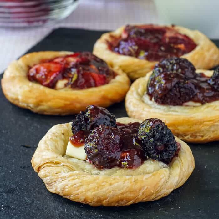 Easy Puff Pastry Cream Cheese and Berry Danishes - Our Best Bites