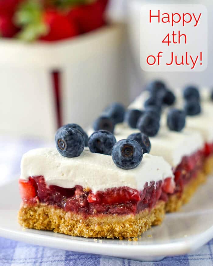 Strawberry Pie Bars for 4th of July