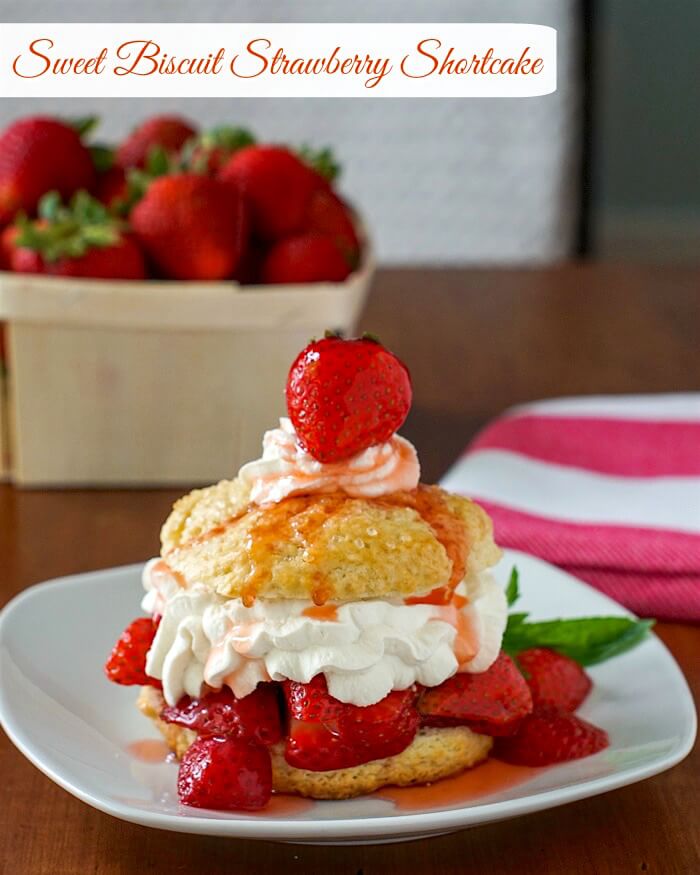 Sweet Biscuit Strawberry Shortcake with Title Text