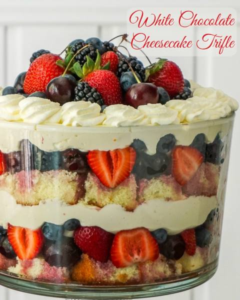 White Chocolate Cheesecake Trifle image with title text