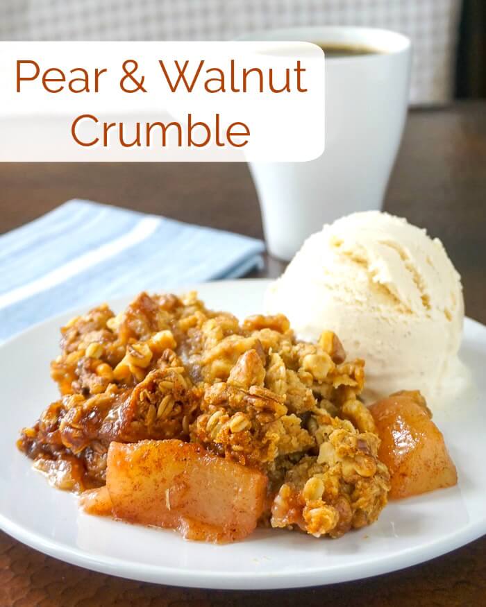 Pear Crumble with Walnuts image with title text