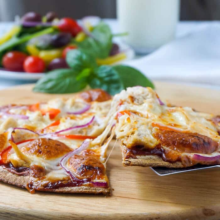 Quick BBQ Chicken Tortilla Pizza