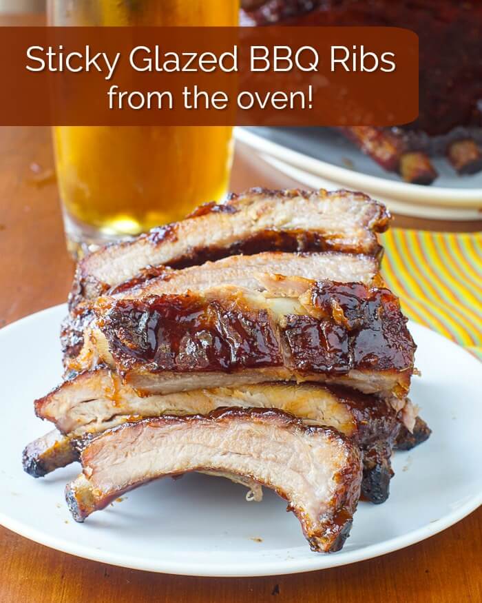 Honey Barbecue Ribs from the oven image with title text