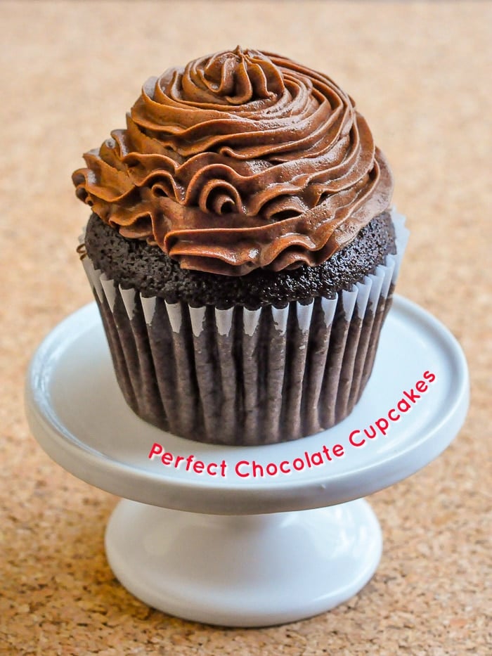 Perfect Chocolate Cupcakes photo with title text added for Pinterest