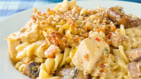 Turkey Tetrazzini with Almond Parmesan Crust