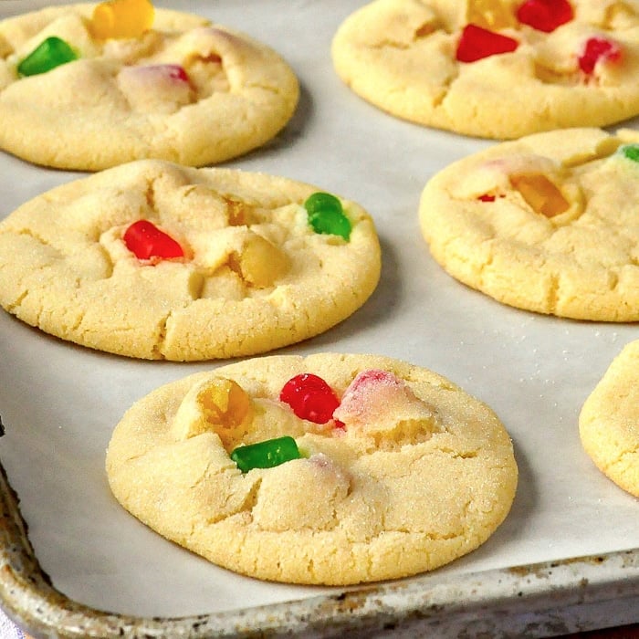 Gumdrop Sugar Cookies om parchment paper lined tray