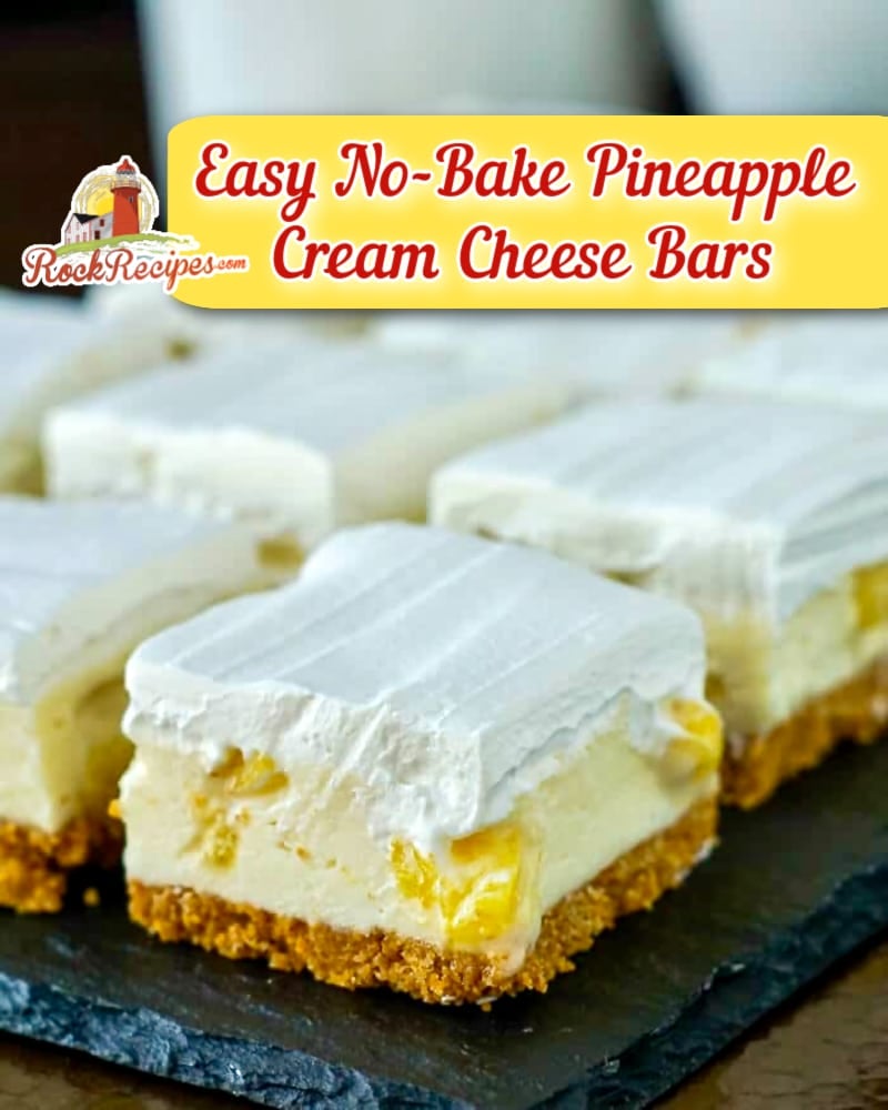 Pineapple Squares photo with title text added for social media posts. 