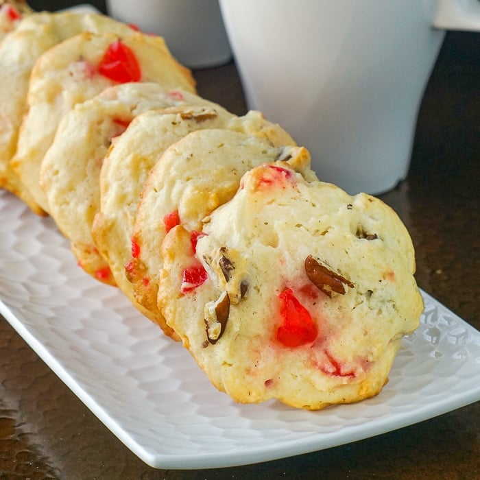 Cream Cheese Cookies with Cherries and Pecans