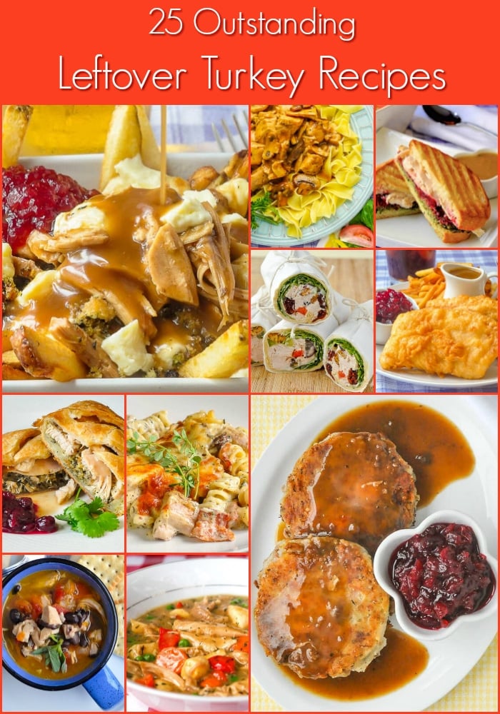 Leftover Turkey Recipes 10 photo collage with title text for Pinterest