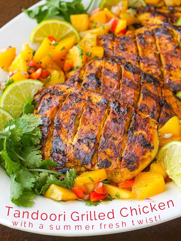 Tandoori Grilled Chicken photo with title text for Pinterest