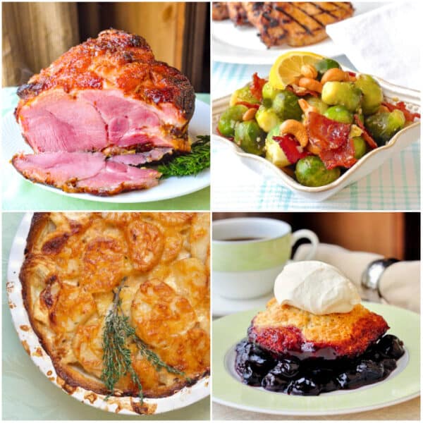 Baked Ham Dinner. A comfort food menu with a cobbler dessert!!