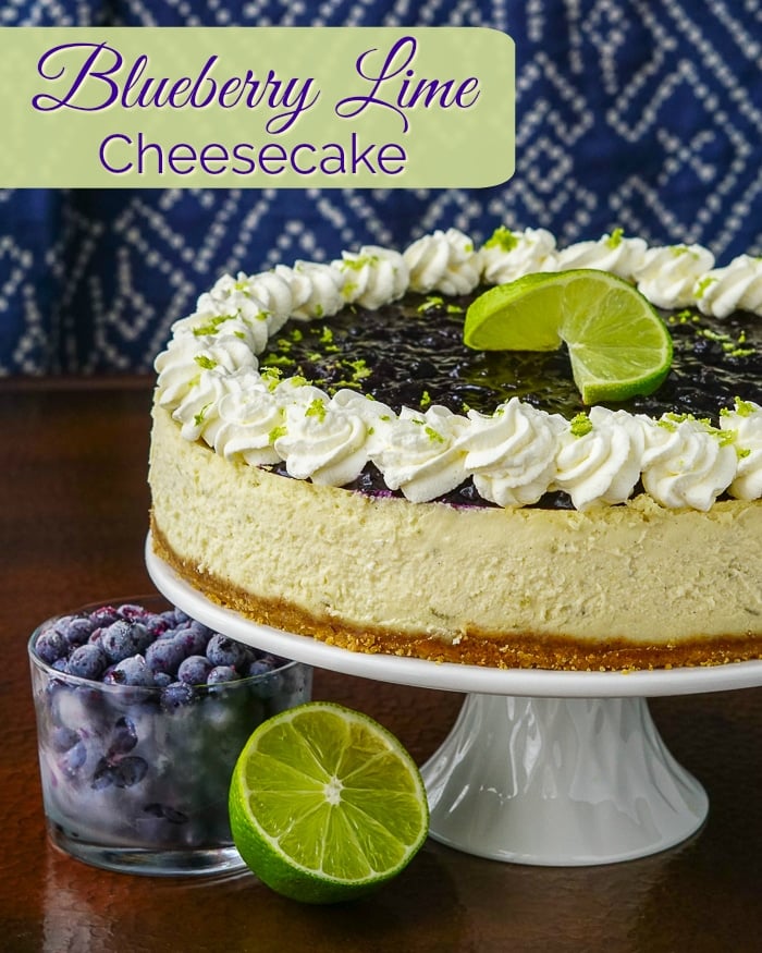 Blueberry Lime Cheesecake photo with title text