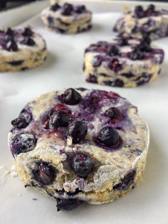 Blueberry Scones, Whole wheat and no sugar added. Photo of scones ready for the oven.