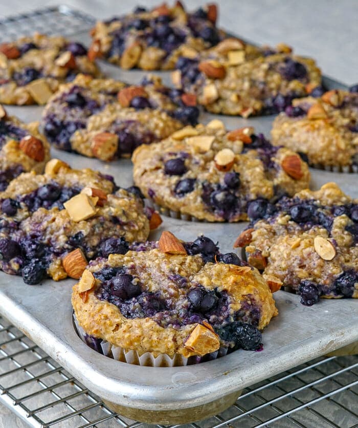 Blueberry Almond Butter Muffins just put of the oven.