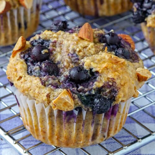 Blueberry Almond Butter Muffins. Low fat, high fibre & only 164 calories!