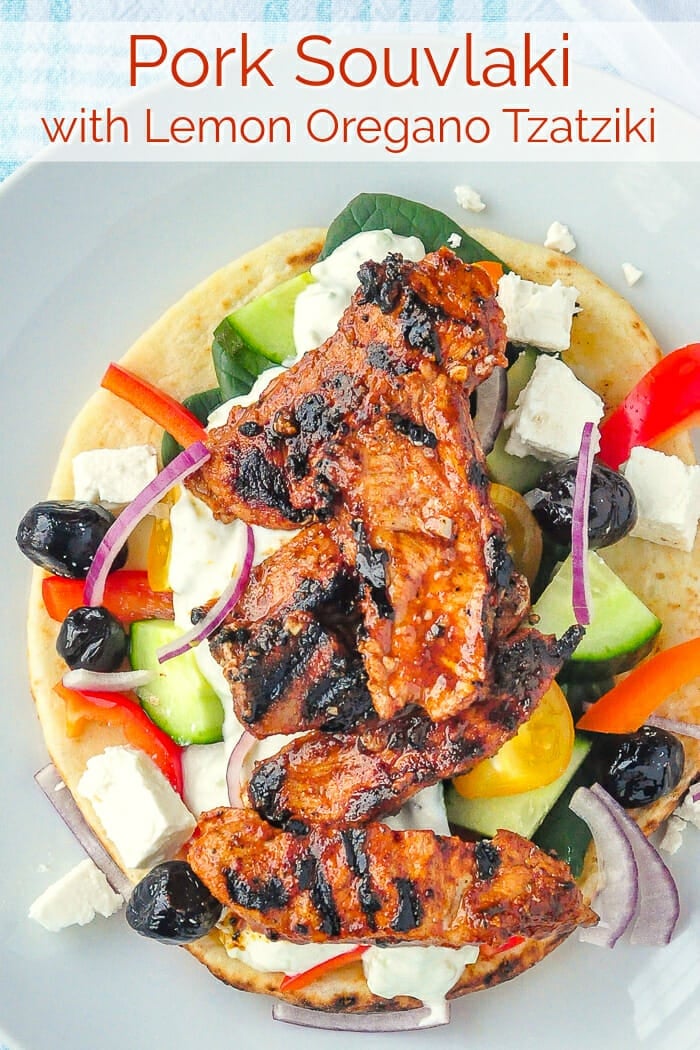 pork souvlaki with title text for pinterest