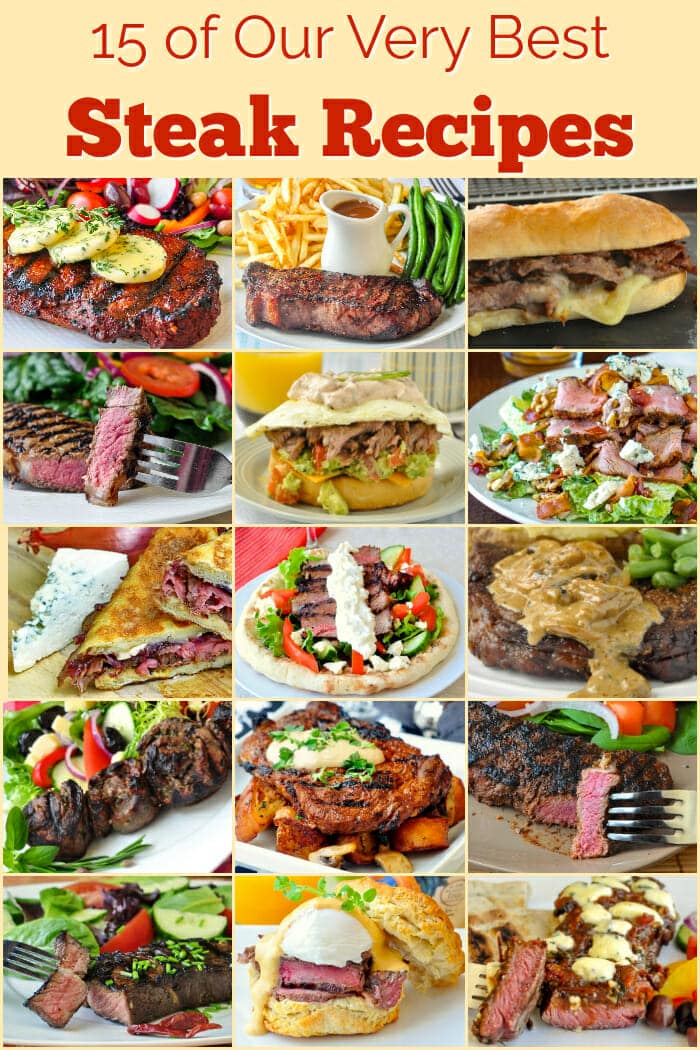 Best Steak recipes image with title text for Pinterest