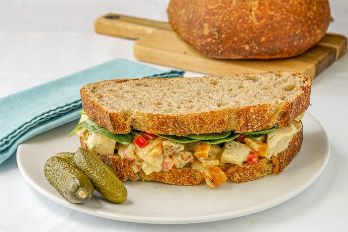 Curry Chicken Salad on whole wheat sourdough bread