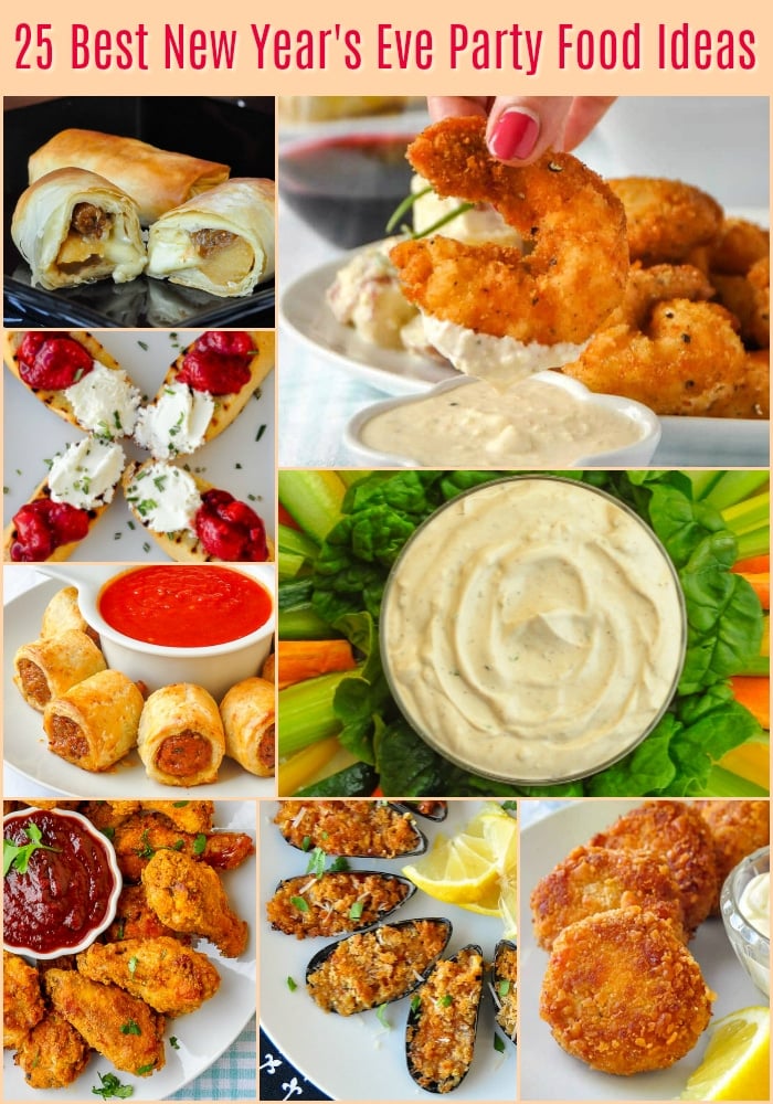 Best New Year's Eve Party Food Ideas photo collage with title text for Pinterest