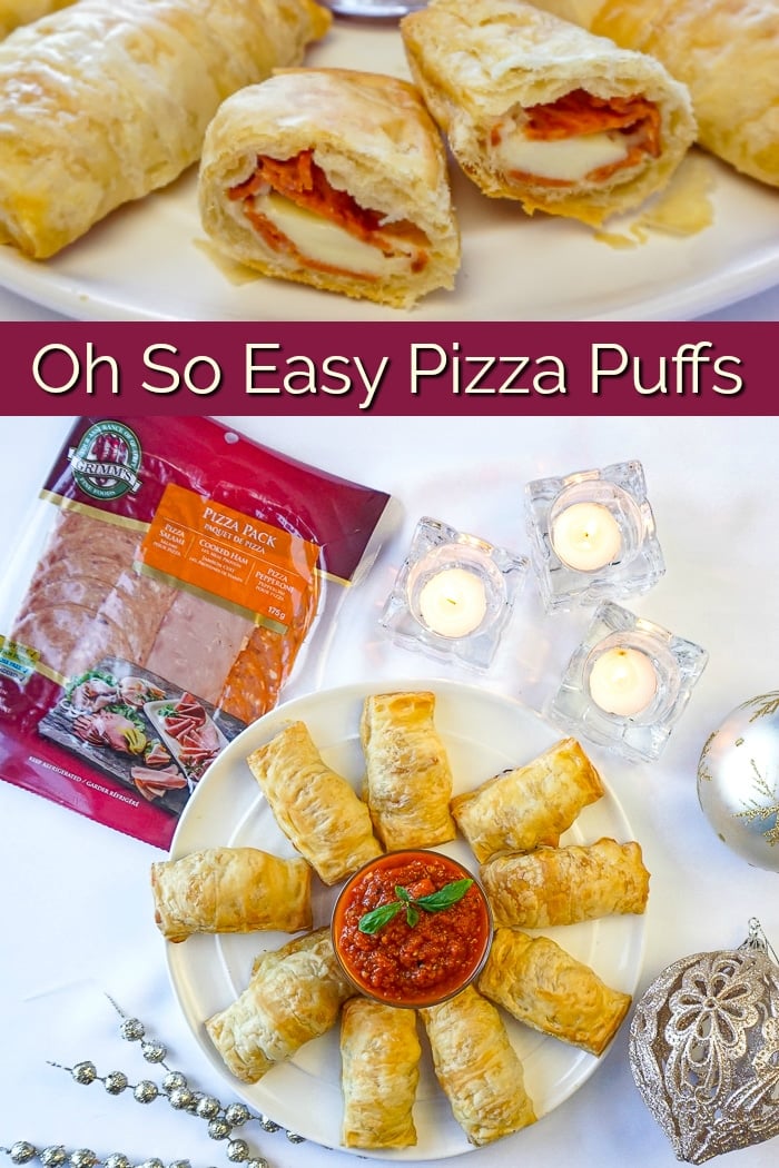 Pizza Puffs image with title text for Pinterest