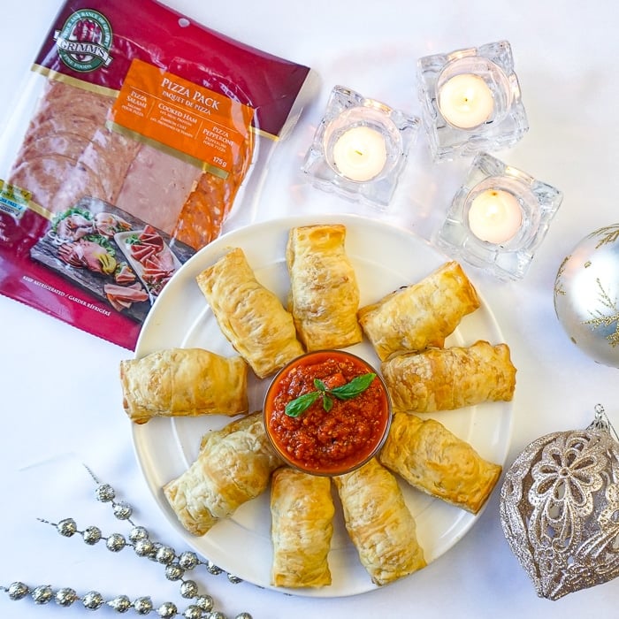 Pizza Puffs showing Grimm's Fine Foods Pizza Pack