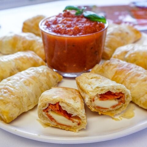 Pizza Puffs showing the inside