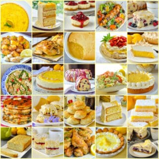 Best Lemon Recipes featured image collage of 25 thumbnails