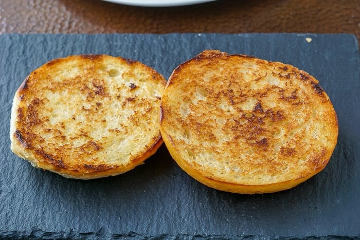 Grilled buns for the Smoke Shack Burger