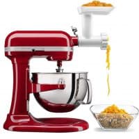 KitchenAid Professional 6 Quart Bowl Lift Stand Mixer with Food Grinder Attachment, Empire Red