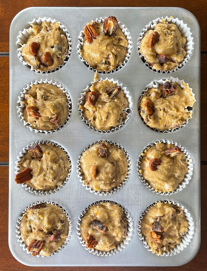 Orange Date Muffins ready for the oven