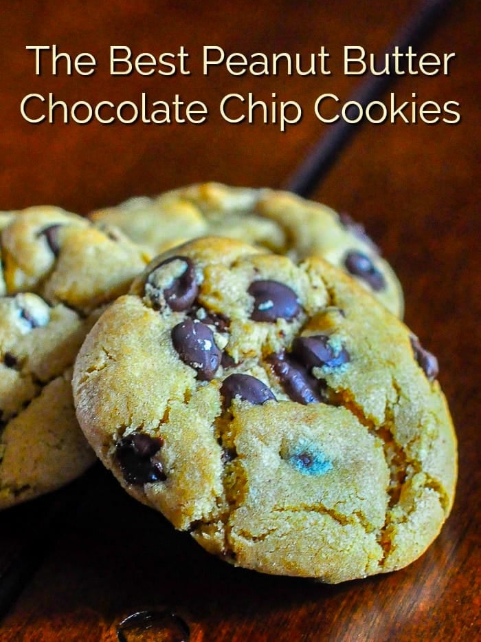 The Best Peanut Butter Chocolate Chip Cookies photo with title text for Pinterest.