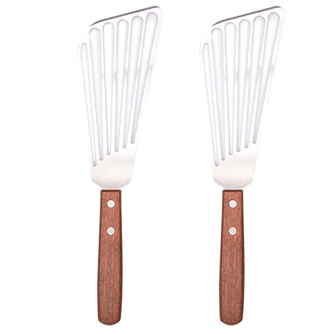 Tebery 2 Pack 6.5-Inch Blade Fish Spatula With Wooden Handle