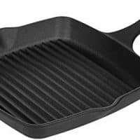 AmazonBasics Pre-Seasoned Cast Iron Square Grill Pan - 10.25-Inch