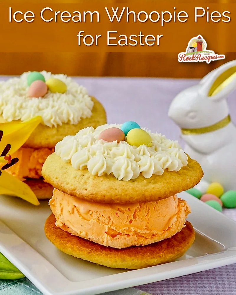 Ice Cream Whoopie Pies image with title text for social media posts.