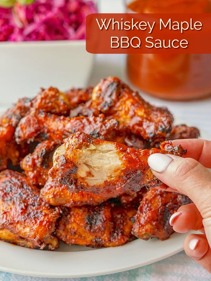 Whiskey Maple Barbecue Sauce photo with title text for Pinterest