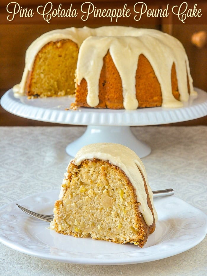 Piña Colada Pineapple Pound Cake photo with title text for Pinterest