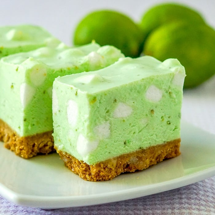 Lime Chiffon Squares close up photo of squares on a white plate