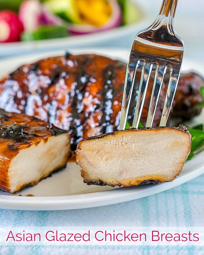 Asian Glazed Chicken Breasts photo with title text for Pinterest