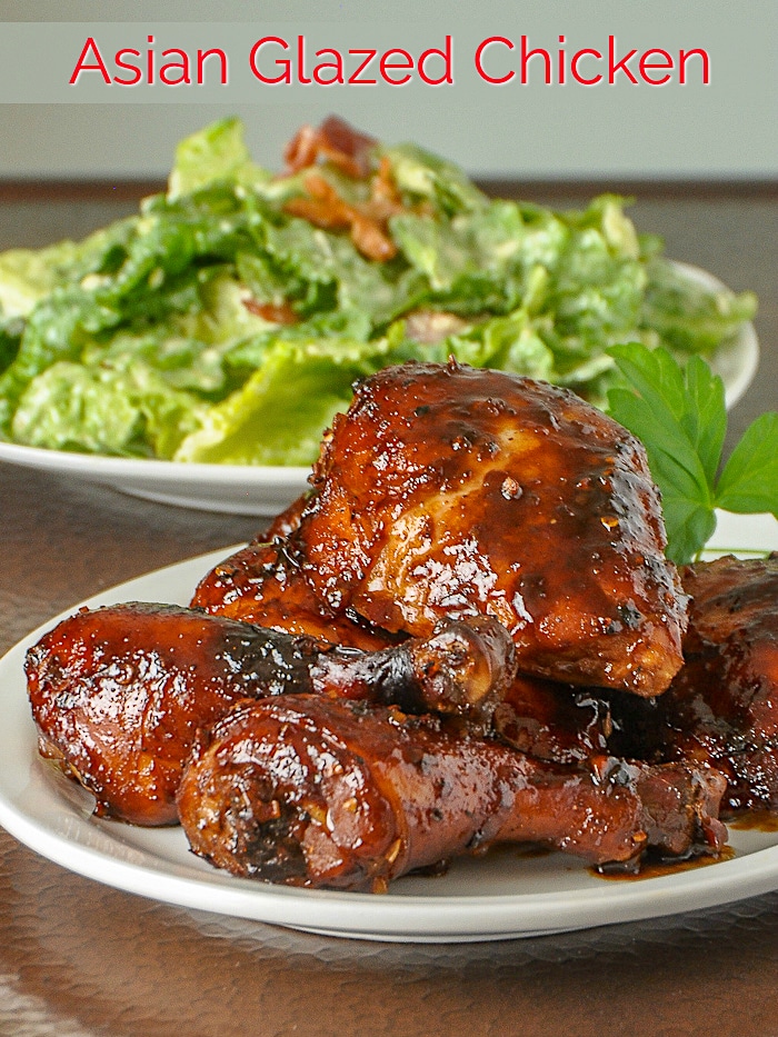 Asian Glazed Chicken photo with title text for Pinterest