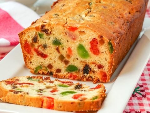 Fruitcake Loaf Cake. Quick, easy & with a rich, cream cheese batter base.