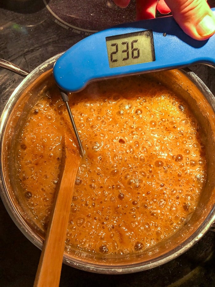 Old Fashioned Brown Sugar Fudge boiling in pot