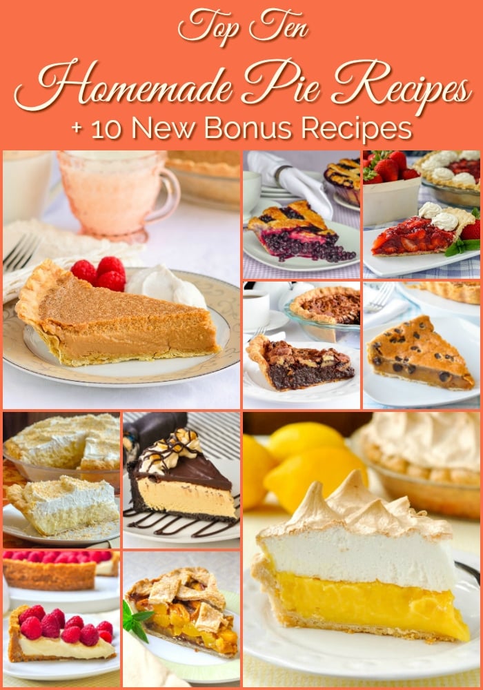 Top Ten Pie Recipes photo collage with title text added for Pinterest