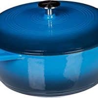 AmazonBasics Enameled Cast Iron Covered Dutch Oven, 7.3-Quart, Blue