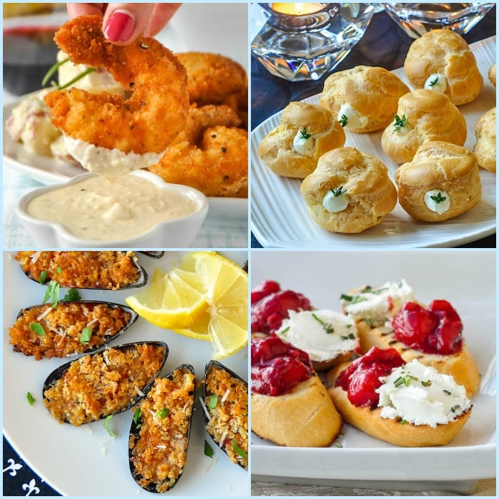 Best Finger Foods for Holiday Parties four photop collage for post featured image