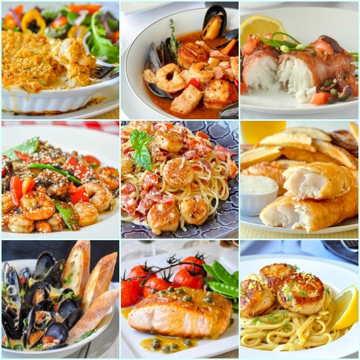 Best Seafood Dinner Recipes 9 photo collage for featured image