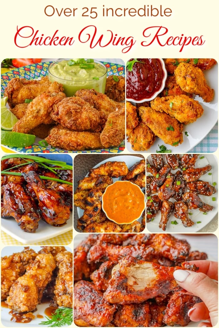 Best chicken wing recipes photo collage with title text added for Pinterest