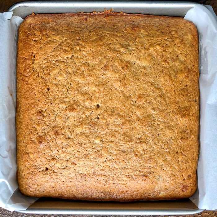 Honey Banana Snack Cake fresh from the oven