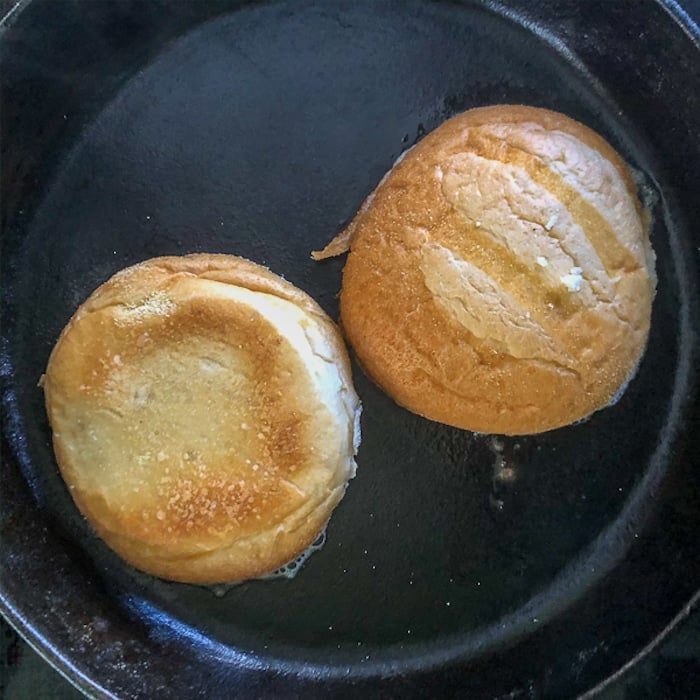 Cast iron is perfect for grilling the sandwich buns